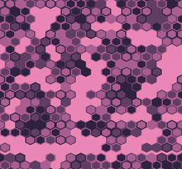 Wall Mural - 
Camouflage hexagonal texture vector seamless pink pattern, abstraction for printing clothes, paper, fabric.