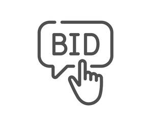 Aufkleber - Bid offer line icon. Auction sign. Raise the price up symbol. Quality design element. Linear style bid offer icon. Editable stroke. Vector