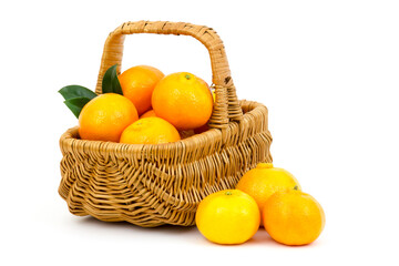 Wall Mural - fresh tangerines in a basket