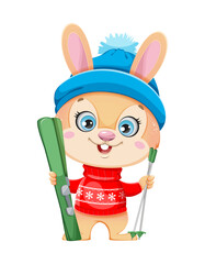 Poster - Merry Xmas and Happy New year. Cute cartoon rabbit