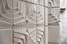 Phoenix, Arizona - 25 Feb 2018 - Detail Of The Patterned Concrete Textile Block Of The Arizona Biltmore Hotel Designed By The Architect Albert Chase McArthur