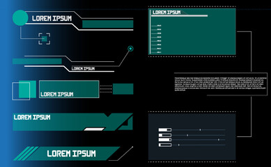 Poster - Abstract Virtual Game Target Monitor Control Panel Layout Texture Concept Design. HUD Futuristic User Screen Basic Elements Set.	
