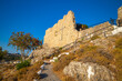Ruins of the castle of St. John in The Archangelos town in the island of Rhodes, Greece, Europe.