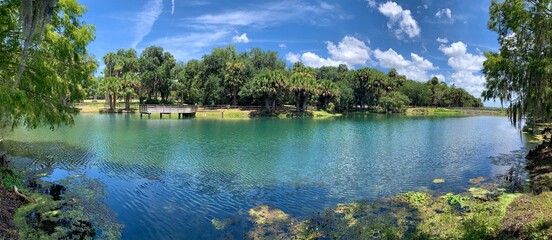 Wall Mural - Blue green lake at Gemini Springs State Park just north of Orlando in Debary, Florida