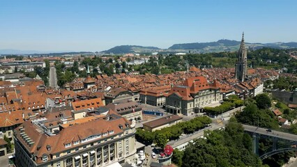 Sticker - Panoramic aerial view over the city of Bern in Switzerland from above - the capital city - travel photography