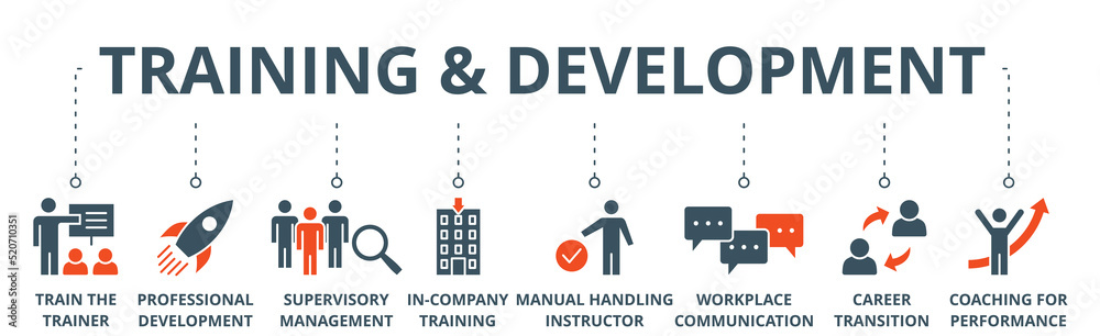 Training and development banner web icon vector illustration concept ...