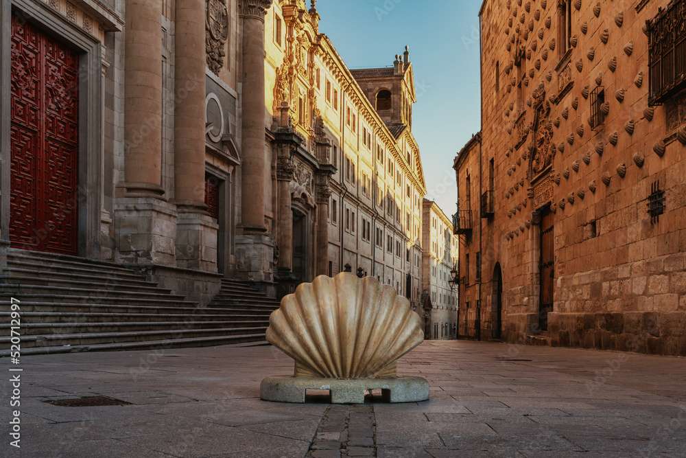 Spain Shell A shell, which is the symbol of the Camino de Santiago, in the streets ...