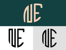 Creative Initial Letters NE Logo Designs Bundle.