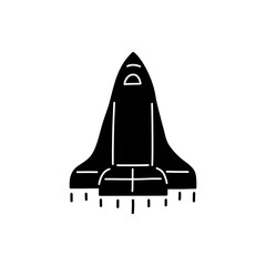 Poster - Hand drawn space shuttle icon isolated on white background. Vector doodle illustration..
