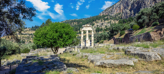 Wall Mural - Delphi Greece. Delfi Archaeological Site, Ancient Greek ruins