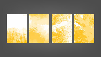 Set of yellow vector watercolor backgrounds for poster, brochure or flyer, Bundle of watercolor posters, flyers or cards. Banner template.