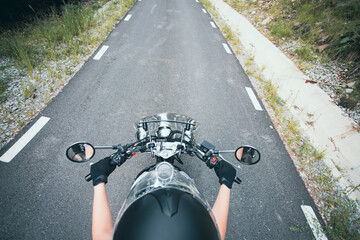 Close up on woman with her motorcycle