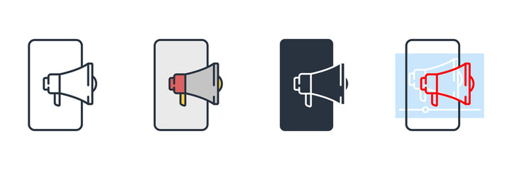 mobile marketing icon logo vector illustration. mobile and megaphone symbol template for graphic and web design collection