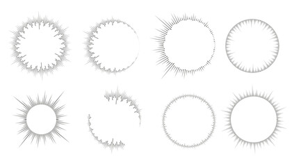 Poster - Circle audio waves. Circular music sound equalizer. Abstract radial radio and voice volume symbol. Vector illustration.