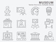 Museum icon set. Collection of exhibition hall, history, antique, gallery and more. Vector illustration. Editable stroke.