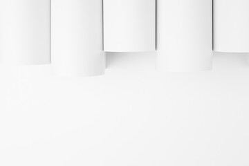 Poster - White abstract geometric background with soft light smooth vertical parallel stripes or tubes as pattern as border with copy space in simple monochrome modern style.