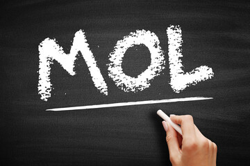 Aufkleber - mol - middle of life acronym, business concept on blackboard