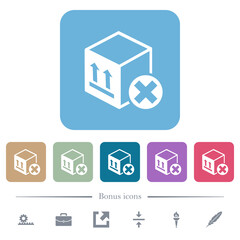 Sticker - Package cancel flat icons on color rounded square backgrounds