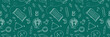 © Lyona - Seamless pattern with school doodles. Back to school hand drawn background for notebook, sketchbook. Learning, knowlege, skill concept. Seamless background with with stationery icons.