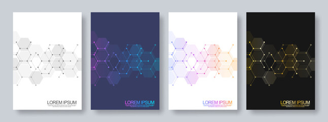 Poster - Abstract geometric background with hexagons shape pattern for a business brochure or cover book, page layout, flyer design, and poster template