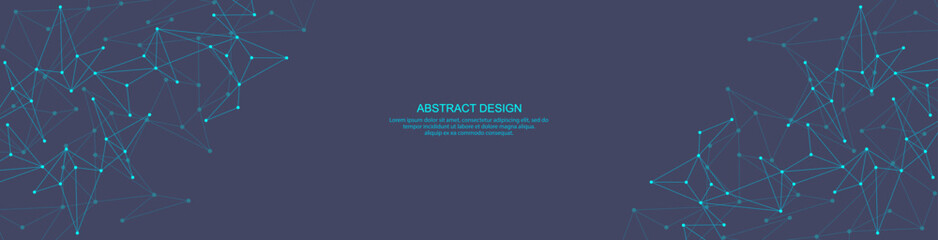 Fototapete - Abstract technology background of global network connection and communication with connecting the dots and lines for banner design or header