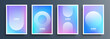 © DmVector - Set of cover templates with abstract round shapes. Futuristic backgrounds with dynamic circle shapes and soft blurred gradient. Vector illustration.