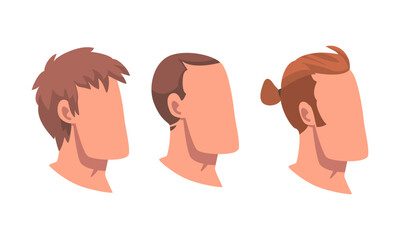 Canvas Print - Man Head with Face and Neck Having Different Hairstyle Vector Set