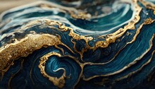 Luxury Abstract Fluid Art Painting Background, Liquid Ink, Gold And Green Fibers. New Liquid Texture. 3D Render