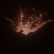Montevideo (Uruguay) street lights map. Satellite view on modern city at night. Imitation of aerial view on roads network. 3d render
