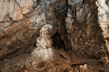 Interior of a cave with speleothemes