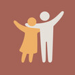 Grandparerns concept. Childfree concept. Happy family icon multicolored in simple figures. Two people stand together. Vector can be used as logotype or can be cutten