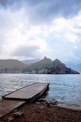 Poster - Balaklava Bay, Ukraine. Landscape with sea rock shore.