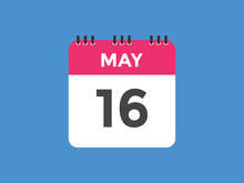 May 16 Calendar Reminder. 16th May Daily Calendar Icon Template. Vector Illustration 

