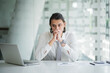 © Charlie's - Business man working with laptop. Young business man thinking Concentrated at work.