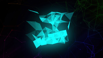 Poster - Neon background.Motion.A bright grid creating various white patterns in abstraction and shining from different angles.