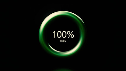 Aufkleber - Color ring with percentages of file downloads. Motion. Bright 3d loading ring with inscription and percentages. Boot process is displayed in ring and percentages