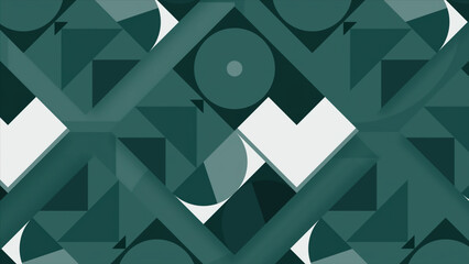 Poster - Blue and turquoise abstraction. Motion. The small geometry in the animation changes its location and color and then returns to its previous position.