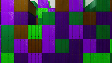 Poster - Bright mosaics in animation.Design.Multi - colored squares in 3d format that are made as corridors and are located both behind and in front .
