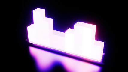 Poster - Dark background with glowing hues.Design.Soundbar in soft purple abstraction that moves up and down.