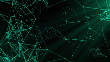 Poster - Beautiful animation with moving chains in space. Motion. Flying chains of chemical bonds in computer space. Moving scientific connections and chains. Science and Chemistry