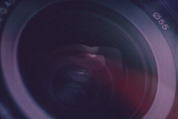 Poster - Close up beautiful camera lens. Background pattern for design. Macro  photography view. Close-up of pixel..