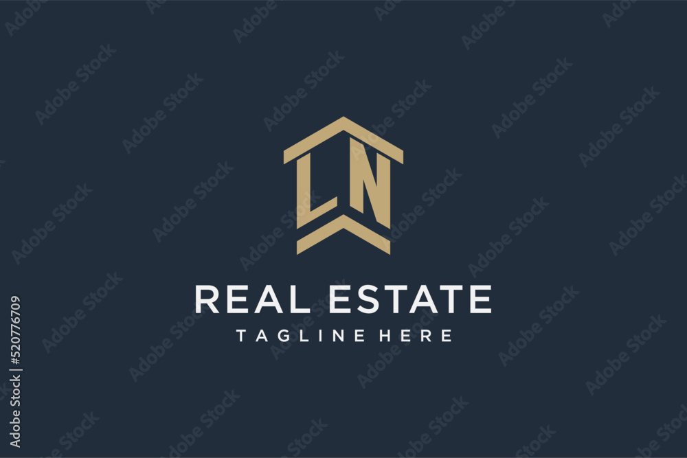 Initial LN logo for real estate with simple and creative house roof ...