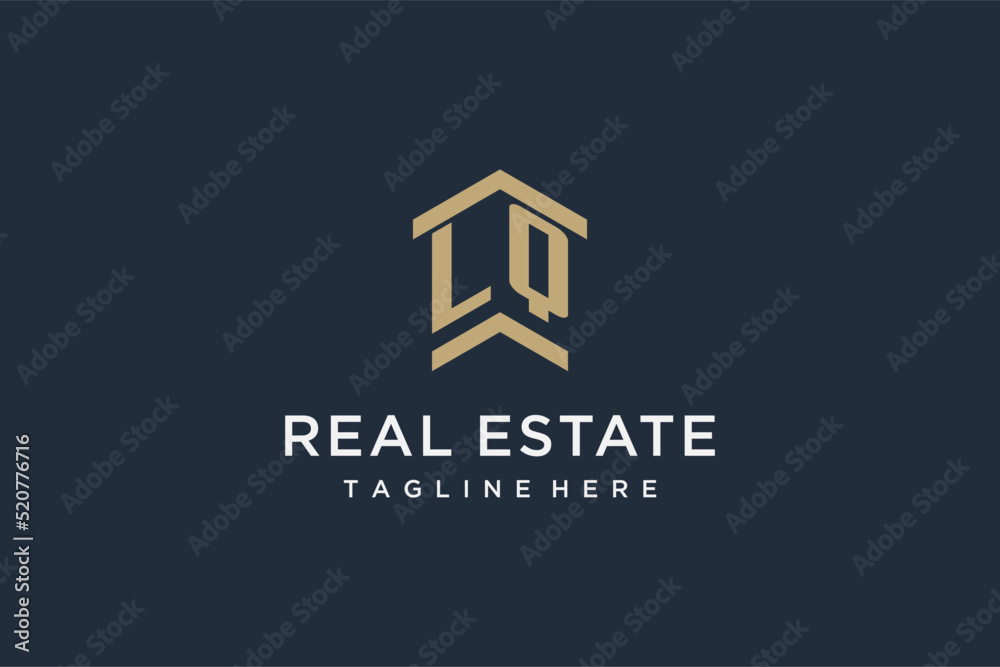Initial LQ logo for real estate with simple and creative house roof ...