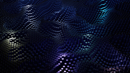 Poster - Abstract loopable animation with slowly flowing waves of particles. Design. Sci-fi and nanotechnology concept, dotted moving texture, seamless loop.