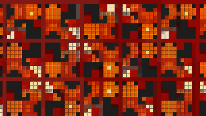 Poster - Mosaic with many little colorful square pieces, abstract 3D background. Motion. Beautiful pattern with small moving tiles.