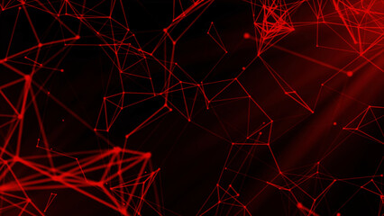 Poster - Futuristic animation with glowing triangles in slow motion, seamless loop. Motion. Plexus flying futuristic triangular silhouettes.