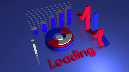 Aufkleber - Abstract graphs and loading inscription. Motion. Round shaped diagram surrounded by graphics and a word loading.