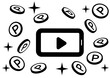 © ashiko - 動画を再生しているスマホと周りを舞うポイントのイラスト