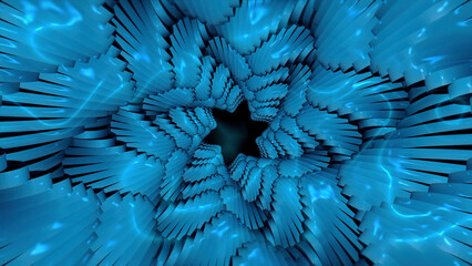 Poster - Abstract kaleidoscopic background with colorful slowly rotating starfish, seamless loop. Motion. Marine life concept.