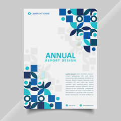 Poster - blue modern annual report business cover book geometric design